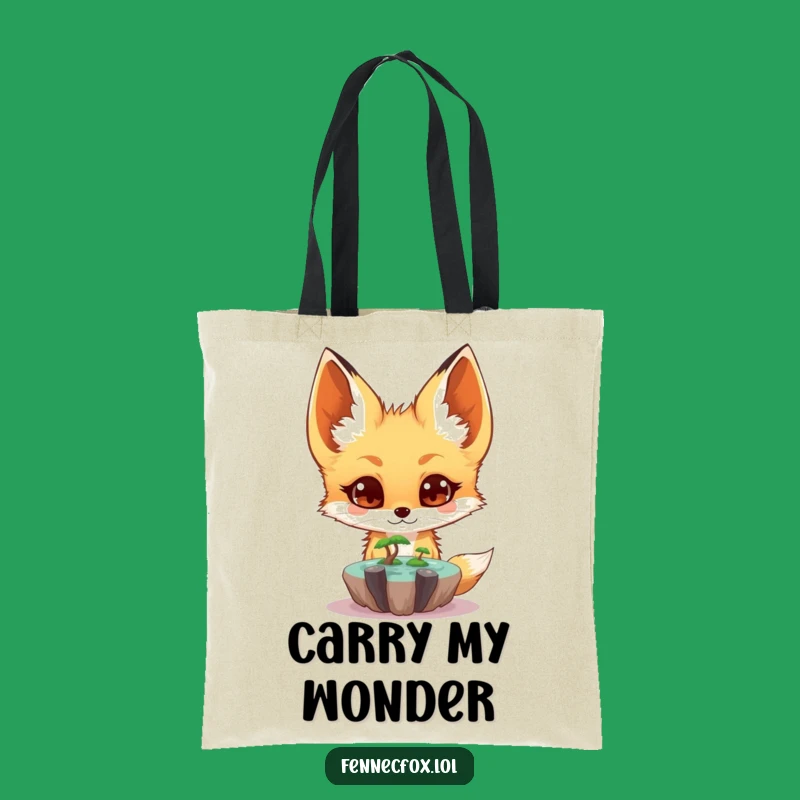 Funny Fennec Fox Tote Bag - Surprised Oasis Print, Magical Accessory, Gift