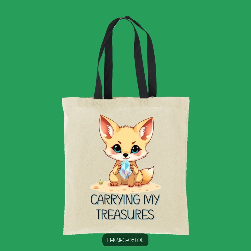 Funny Fennec Fox Gemstone Tote Bag: Desert Discovery Accessory, Chic Funny Gift