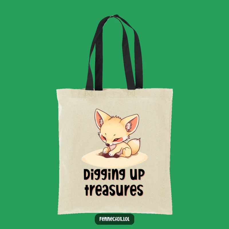 Funny Fennec Fox Digging Tote Bag - Carry Your Treasures