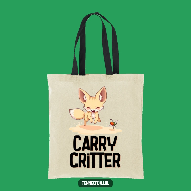 Funny Fennec Fox Beetle Chase Tote Bag: Carry Your Joyful Energy!