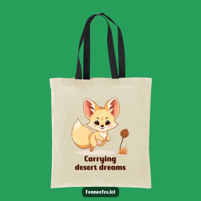 Funny Fennec Fox Chasing Tumbleweed Tote Bag - Stylish Desert Humor Accessory