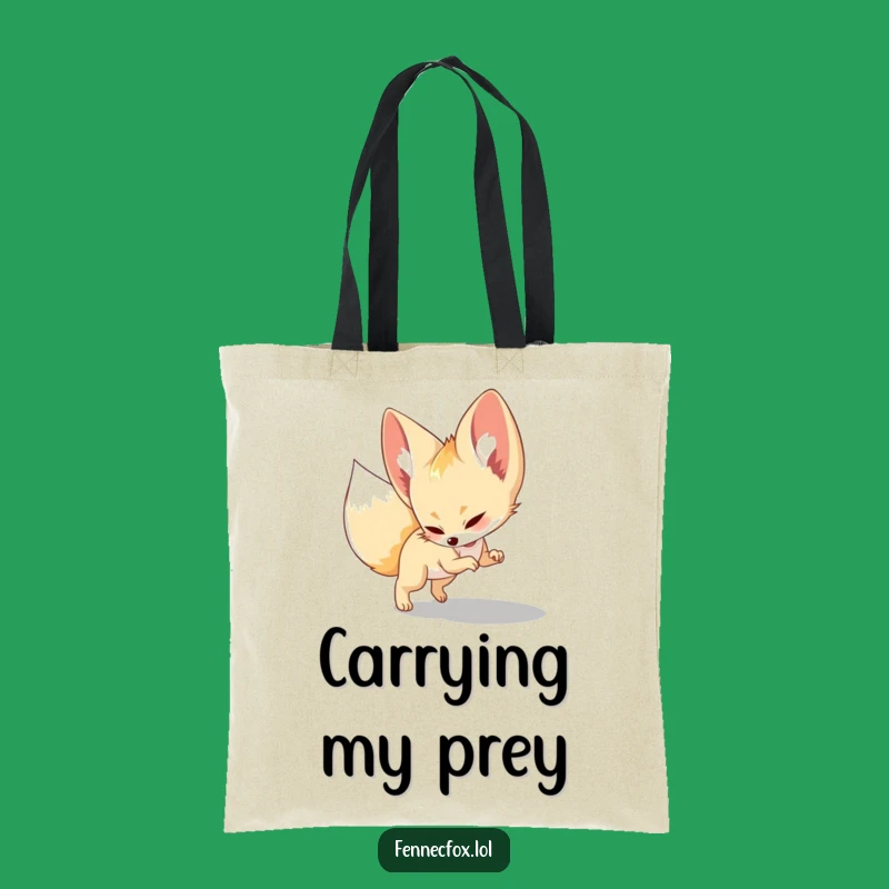 Funny Fennec Fox Tote Bag: Carry Playful Pounce on Shadow Desert Style
