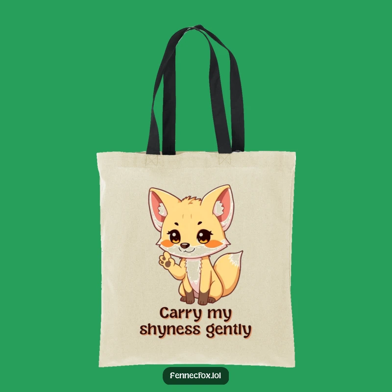 Funny Shy Fennec Fox Waving Paw Tote Bag: Carry Cuteness & Humor Gift